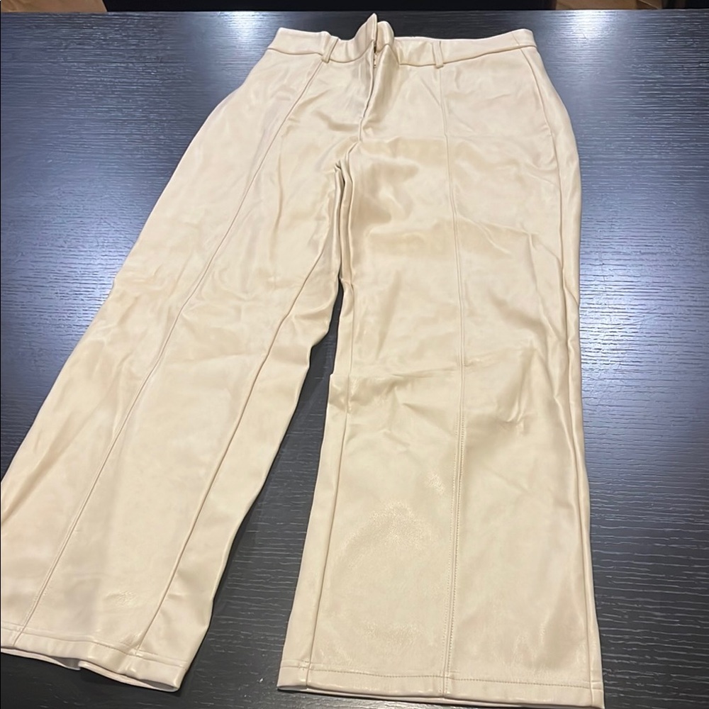 7 For All Mankind Cream Wide-Leg Trousers